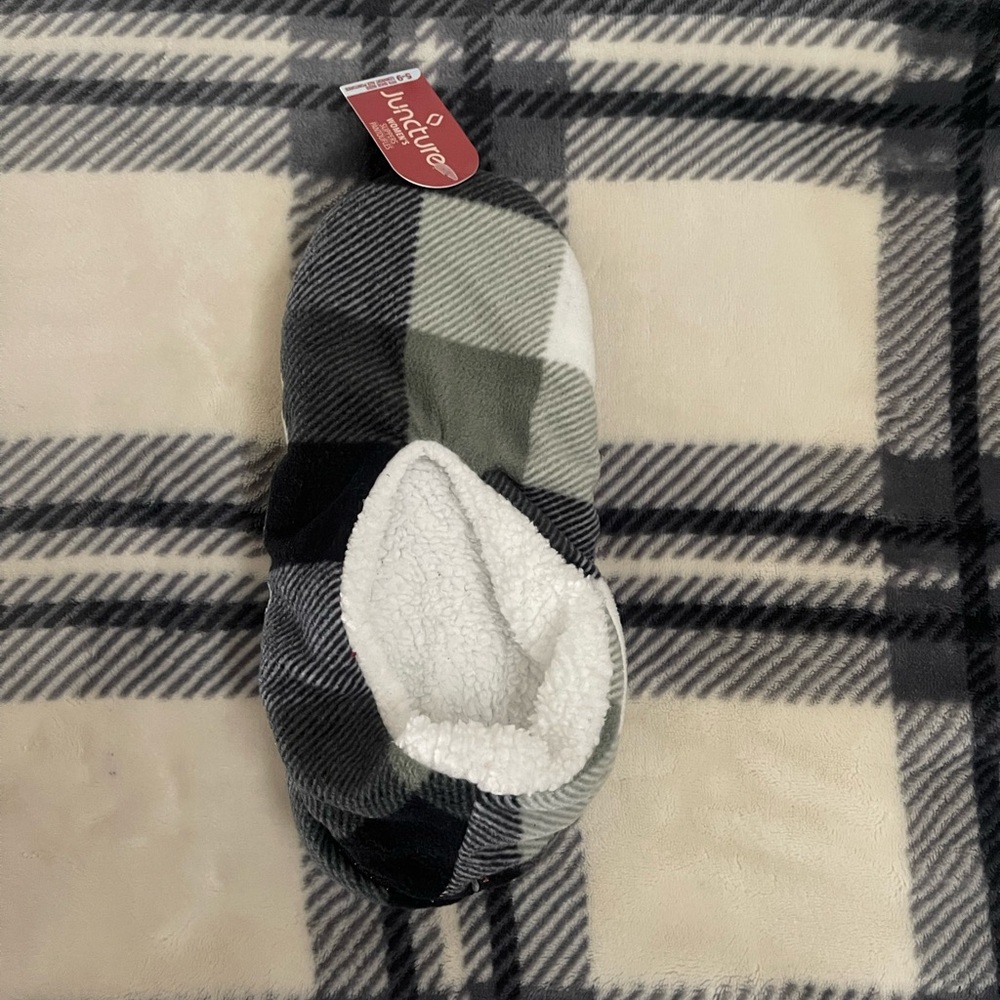 Plaid Fuzzy Indoor Slippers Shoes